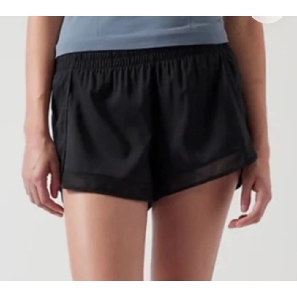 Athleta Mesh Racer Run Short Size L Black 4" Inseam Athletic Gym Workout Active